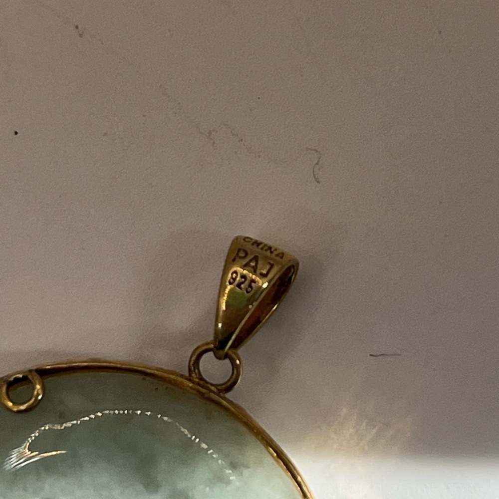 23k Gold Plated Sterling Jade Butterfly Pendant - Picture 2 of 2